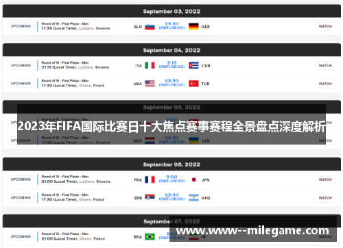 2023年FIFA国际比赛日十大焦点赛事赛程全景盘点深度解析 2023年FIFA国际比赛日十大焦点赛事赛程全景盘点深度解析